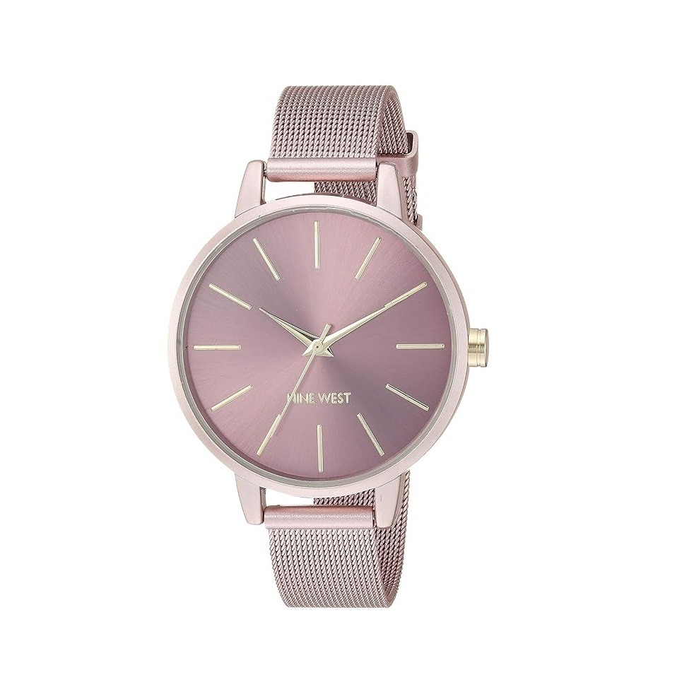 Nine West Women's NW/2280PKPK Pink Mesh Bracelet Watch