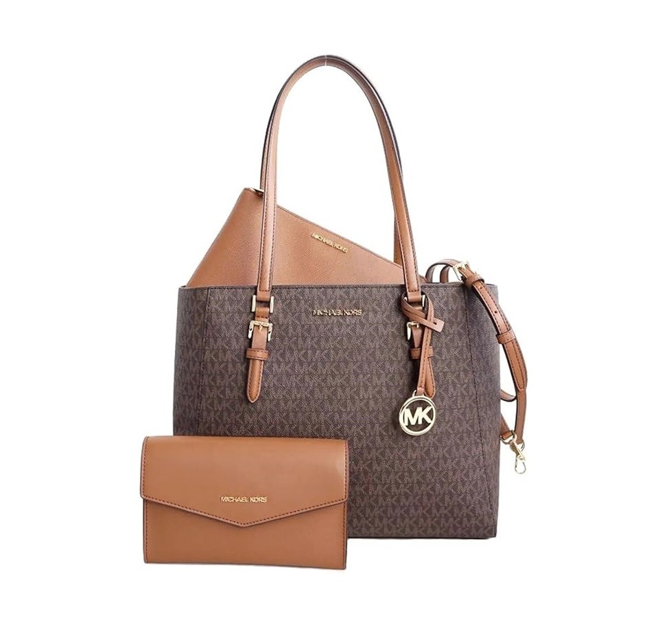 Michael Kors Charlotte Large 3-in-1 Tote Crossbody Handbag Leather