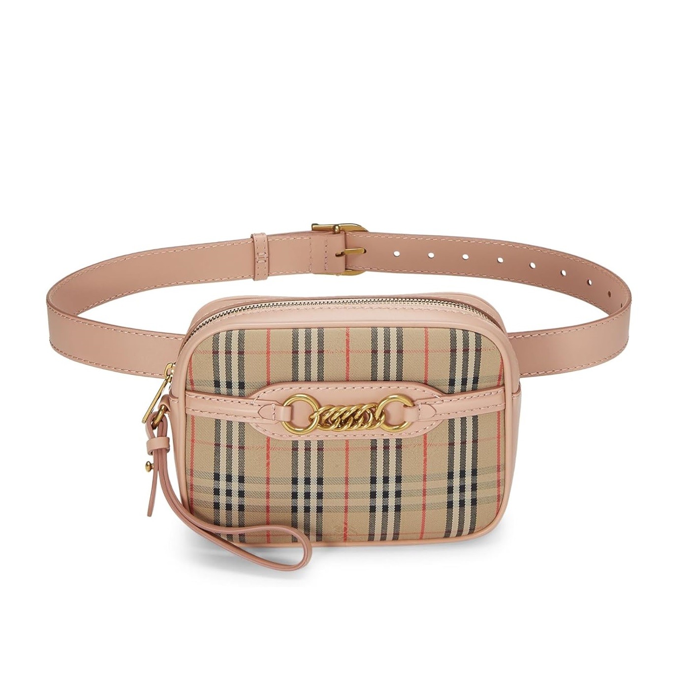 BURBERRY Pre-Loved Pink Haymarket 1983 Check Canvas Belt Bag, Pink