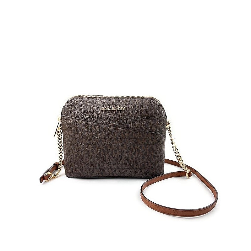 Michael Kors Jet Set Medium Crossbody Leather Handbag (BROWN)