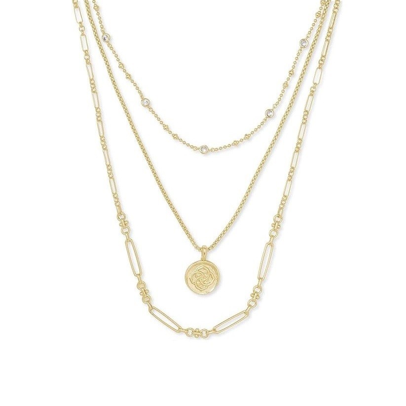 Kendra Scott Medallion Triple Strand Necklace, Fashion Jewelry for Women