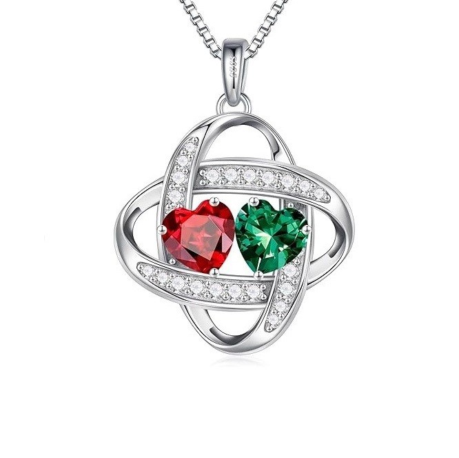 Iefil Christmas Gifts for Women - 925 Sterling Silver Love Knot Birthstone Necklace, Anniversary Birthday Gifts for Women, Mothers Day Christmas Jewelry Gifts for Her Wife Girlfriend Mom