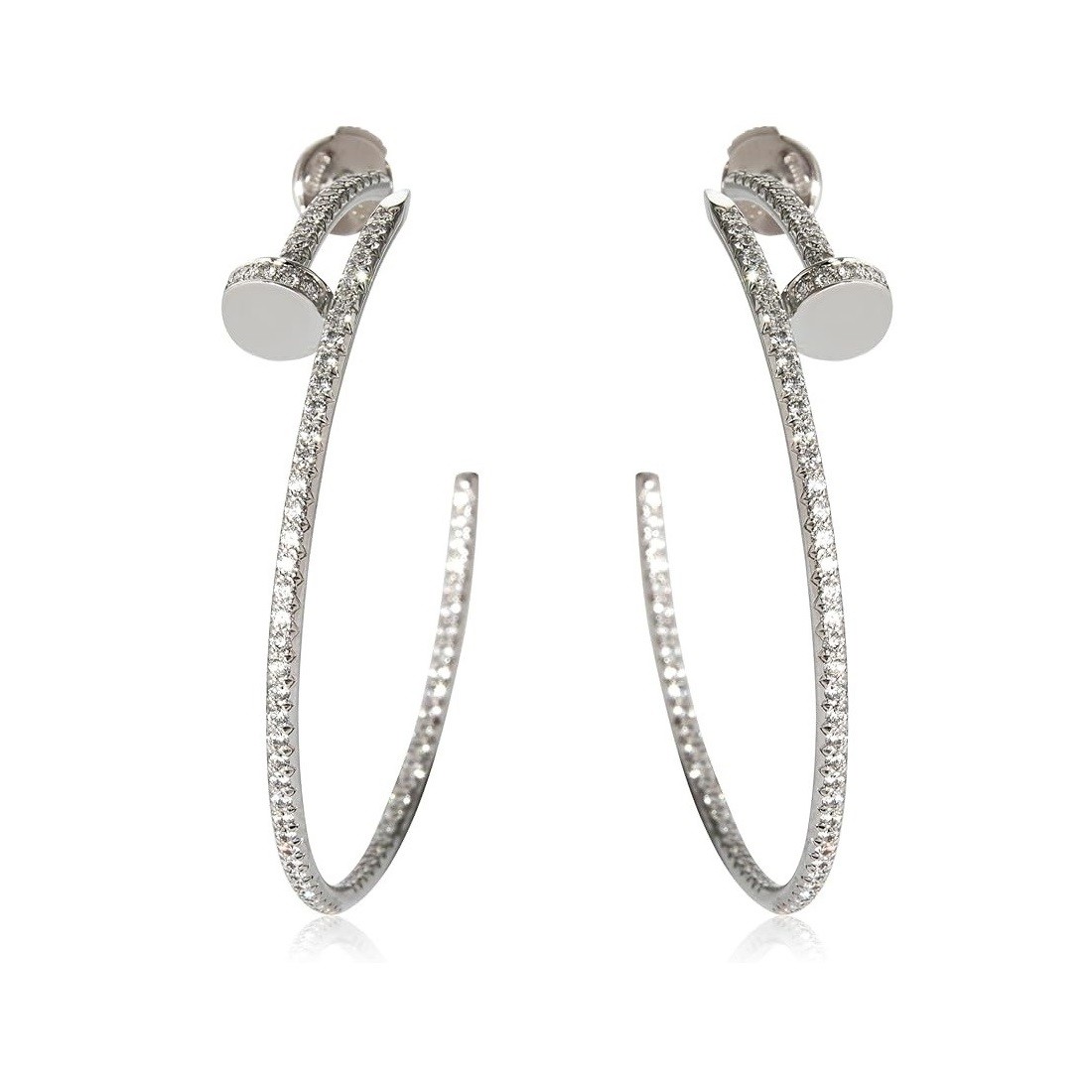 CARTIER Pre-Loved, Juste Un Clou Earring, White Gold, Diamonds, 43 mm