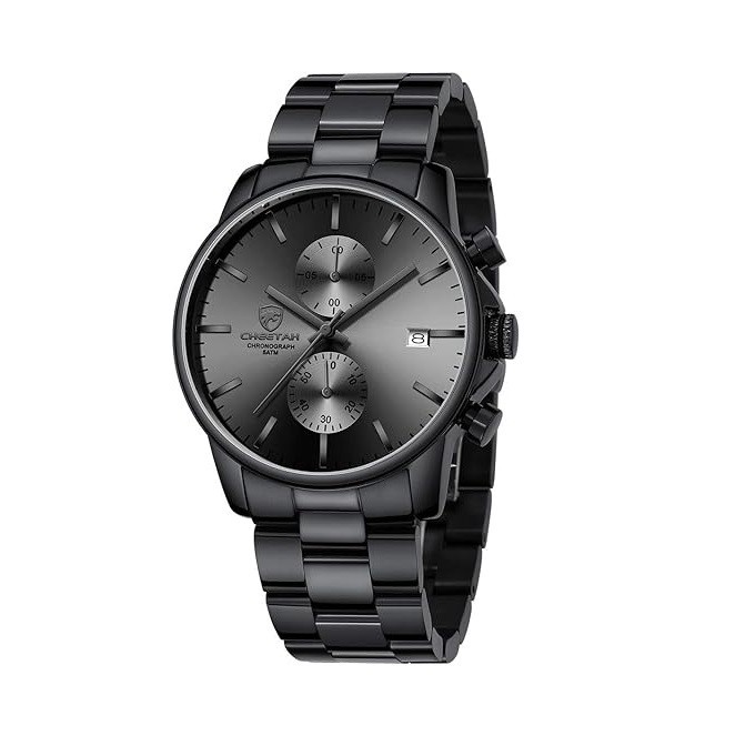 GOLDEN HOUR Fashion Business Mens Watches with Stainless Steel Waterproof Chronograph Quartz Watch for Men, Auto Date