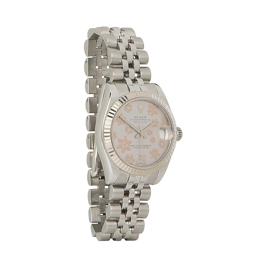 Rolex Pre-Loved Stainless Steel Everose Floral Datejust 178274 31mm, Silver