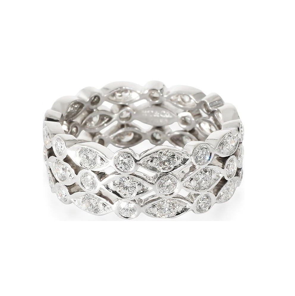 Tiffany & Co. Pre-Loved, Three Row Jazz Ring in Platinum 1.2 CTW, 5.25