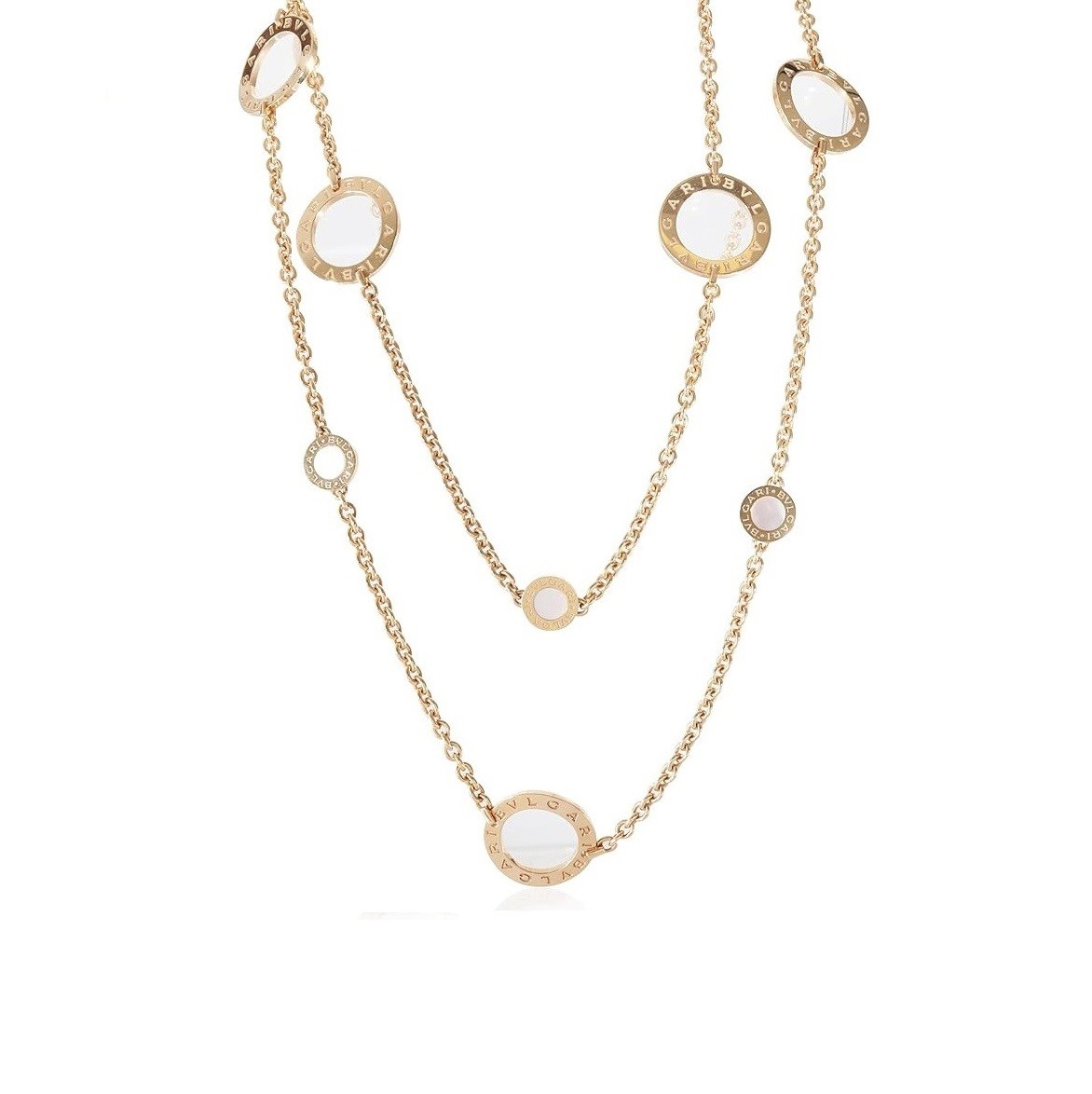 BVLGARI Pre-Loved, BVLGARI, Pre-Loved, BVLGARI, Pre-Loved, Mother Of Pearl Sautoir Necklace in 18k Rose Gold, 38 in