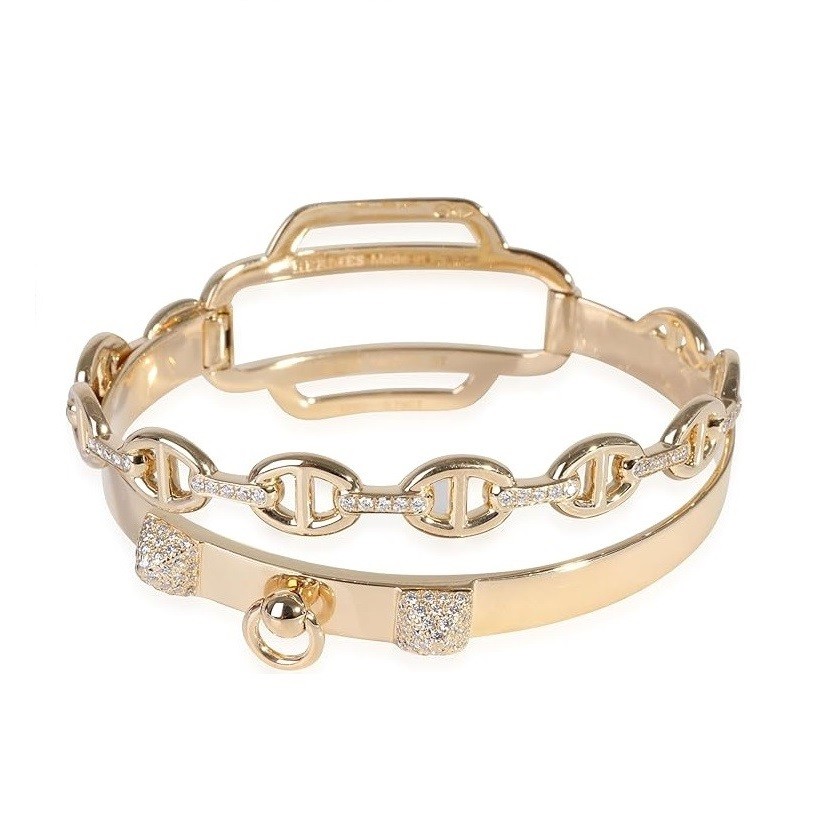 Hermes Hermès, Pre-Loved Double Tour Bracelet, 16 cm, Yellow Gold