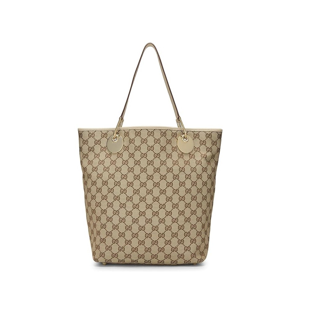 Gucci Pre-Loved Cream Original GG Canvas Eclipse Bucket Bag, White