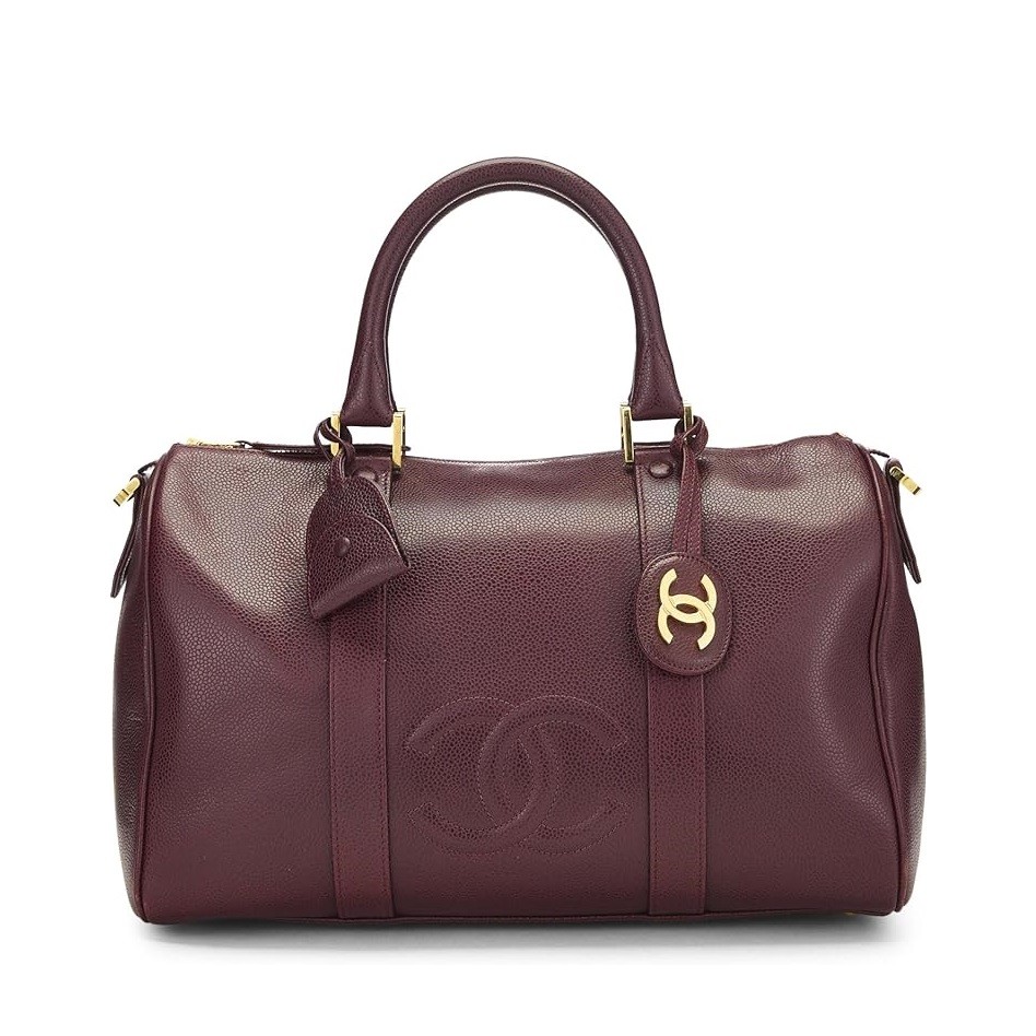 CHANEL Pre-Loved Burgundy Caviar Boston, Burgundy