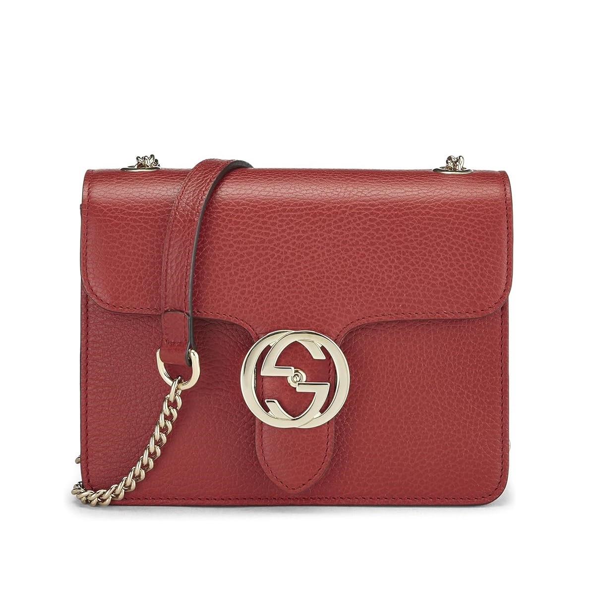 Gucci Pre-Loved Red Leather Interlocking Crossbody Bag Small, Red