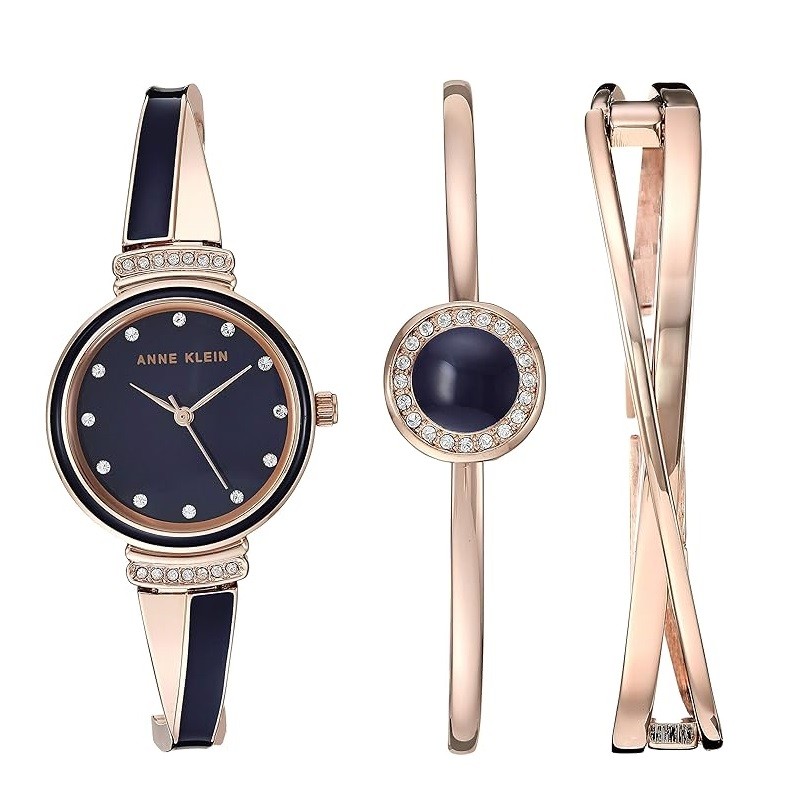 Anne Klein Women's Premium Crystal Accented Watch and Bangle Set
