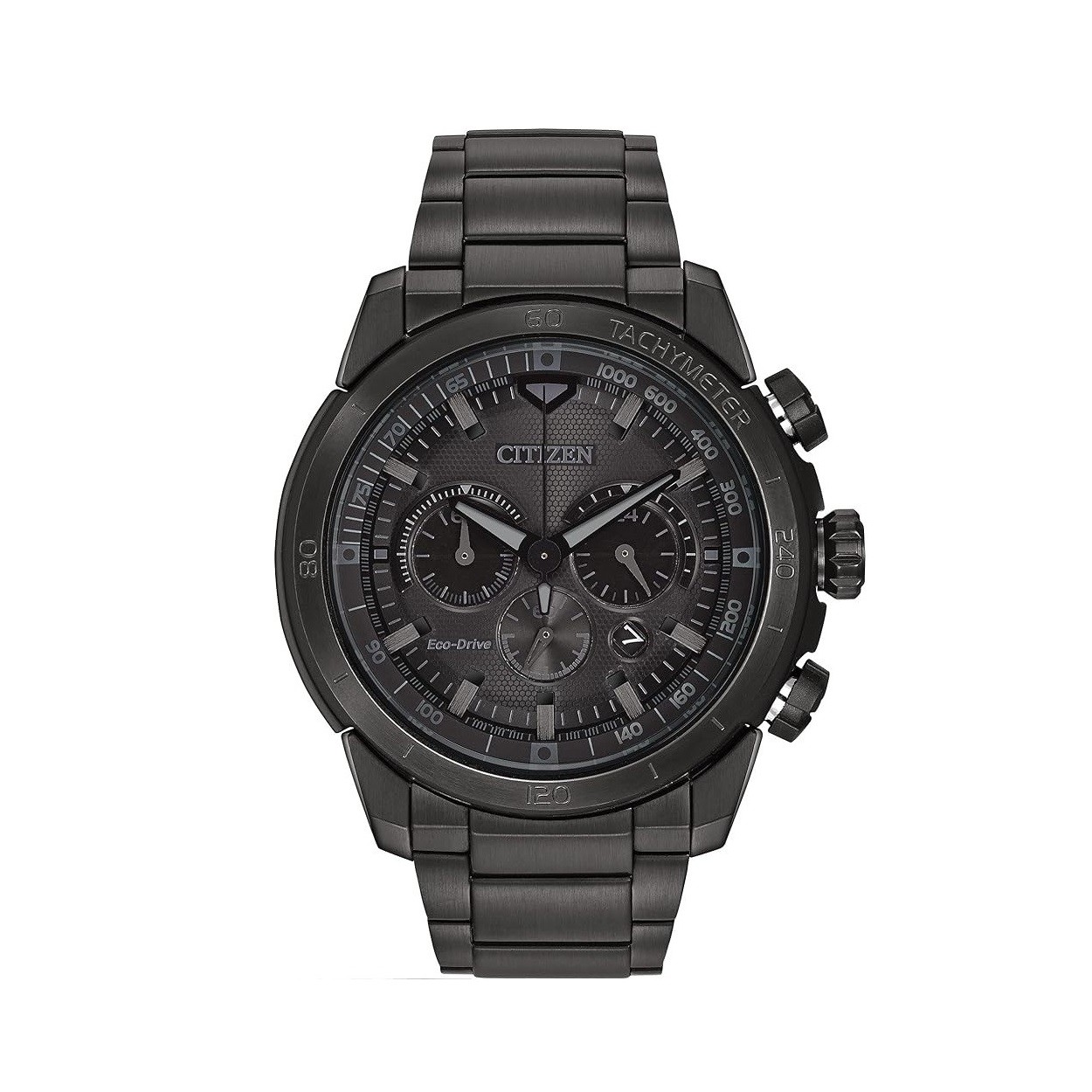 Citizen Men's Eco-Drive Weekender Ecosphere Chronograph Watch in IP Stainless Steel, Black Dial (Model: CA4184-81E)