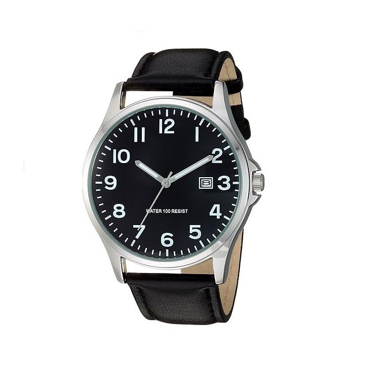 Amazon Essentials Men's Easy to Read Strap Watch