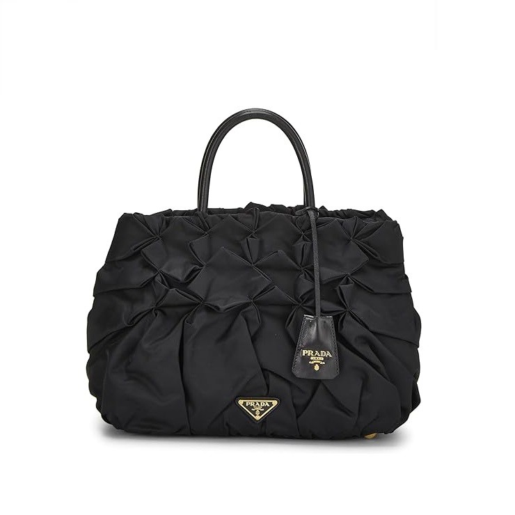 Prada Pre-Loved Black Nylon Origami Tote, Black