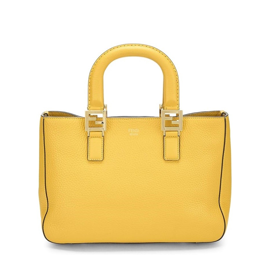 FENDI Pre-Loved Yellow Leather Gloria Tote Small, Yellow