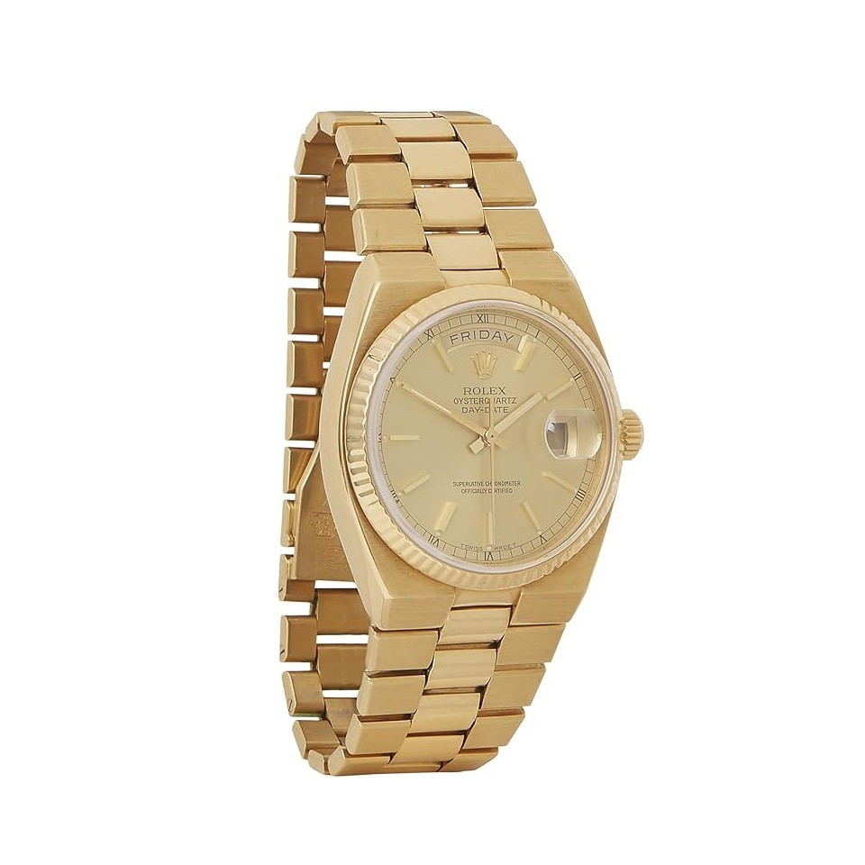 Rolex Pre-Loved 18K Yellow Gold Oyster Quartz Day-Date 19018 36mm, Gold