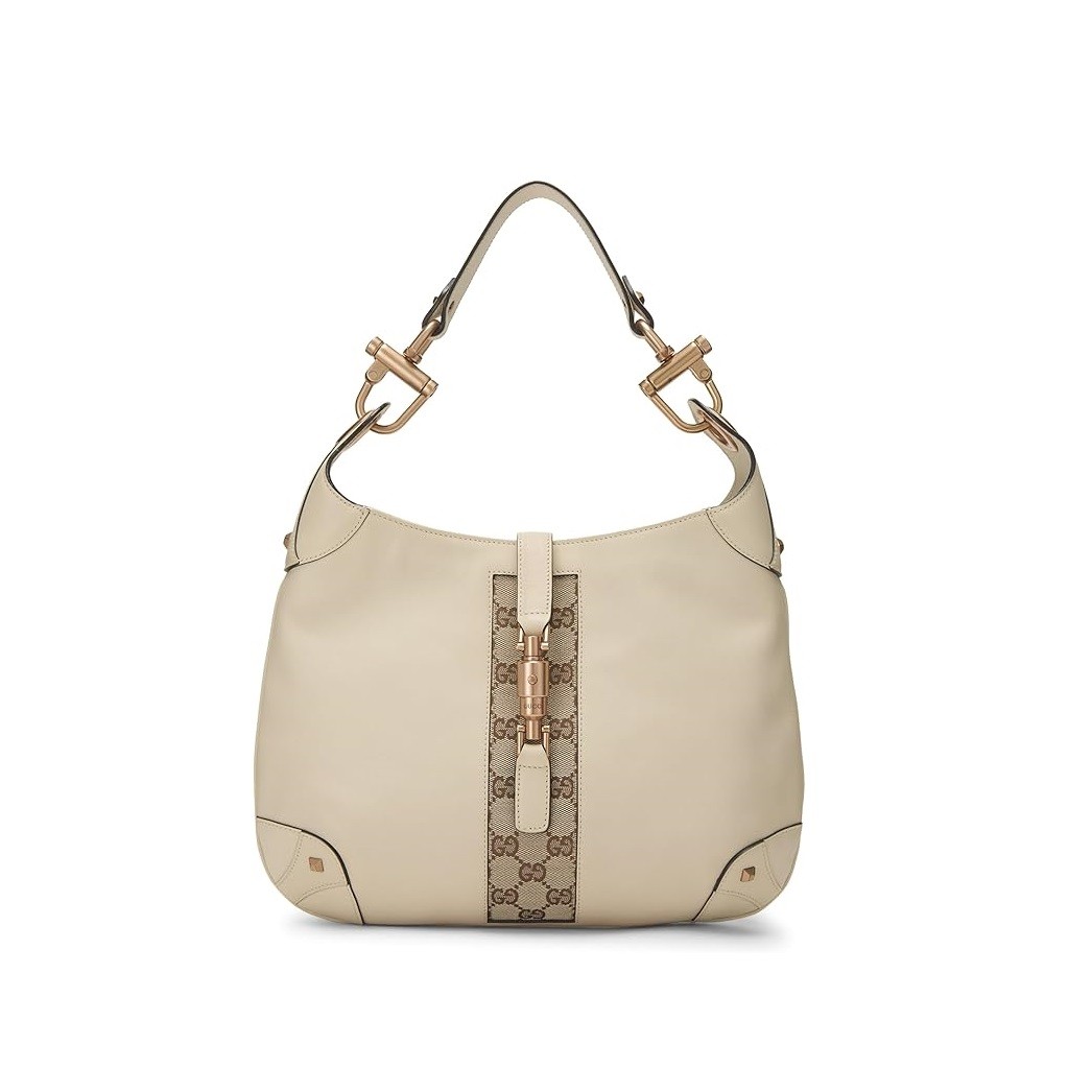 Gucci Pre-Loved White Leather Jackie Hobo NM, White