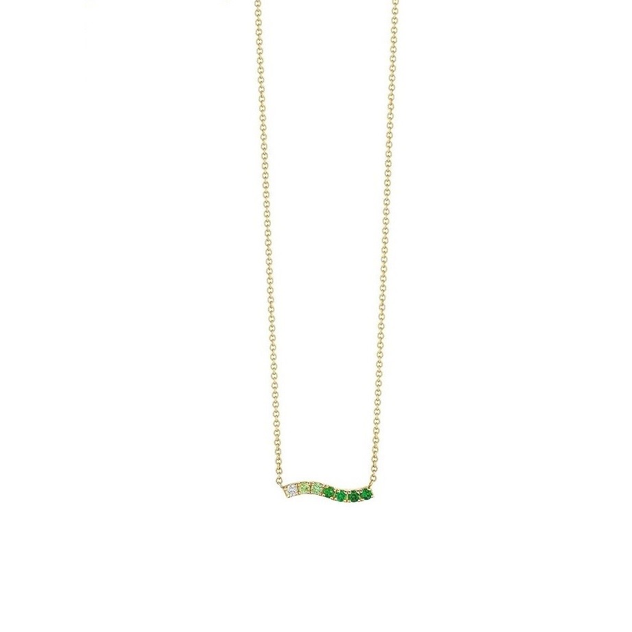 Paige Novick 14K Tsavorite Ombre Wavy Horizontal Pendant Necklace