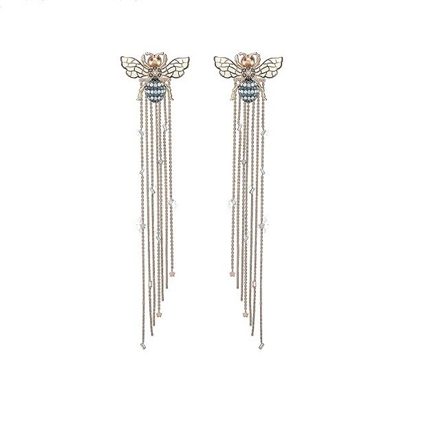 Bee Goddess Queen Bee Mindy Gold Diamond Earring