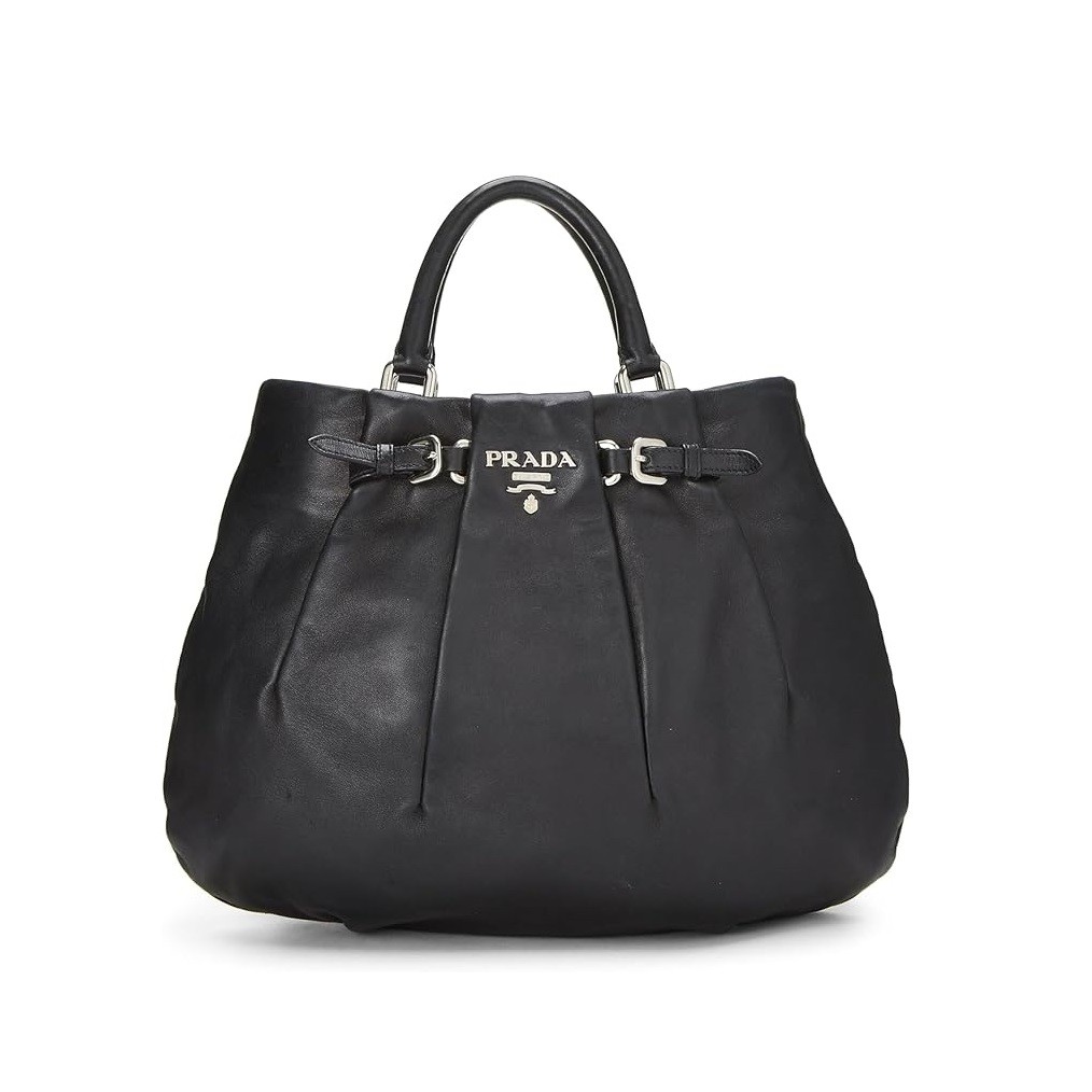 Prada Pre-Loved Black Calfskin Convertible Handbag, Black