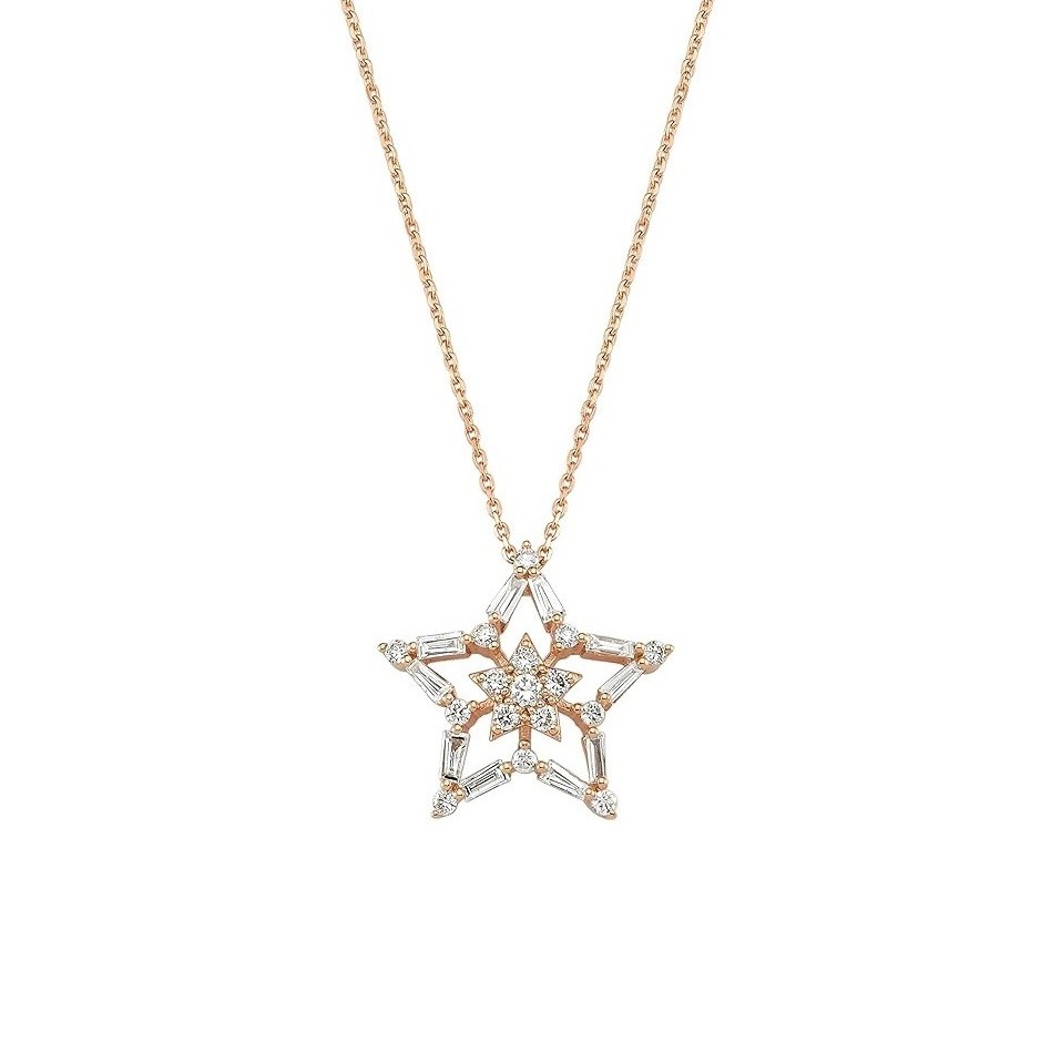 Bee Goddess Sirius Star 14k Rose Gold Necklace, KL23458