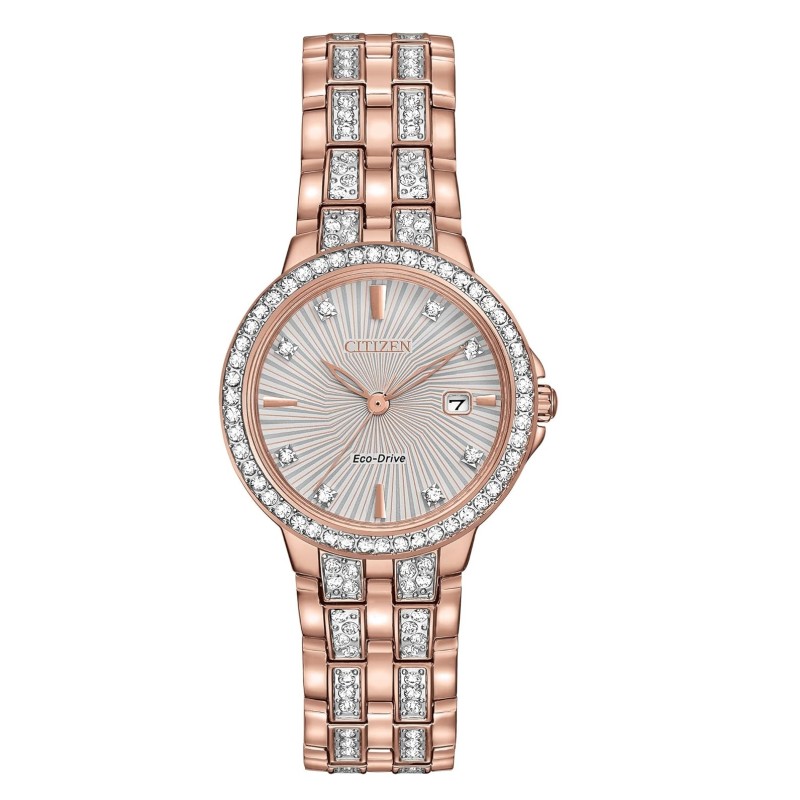 Citizen Ladies' Silhouette Crystal Eco-Drive Watch, 3-Hand Date, Stainless Steel