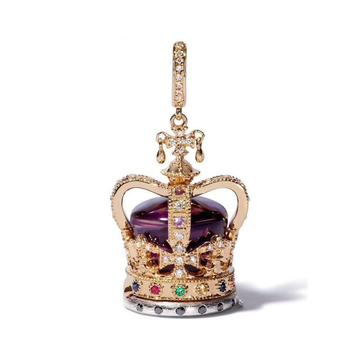 Annoushka 18ct Gold Amethyst & Diamond Coronation Crown Locket Charm