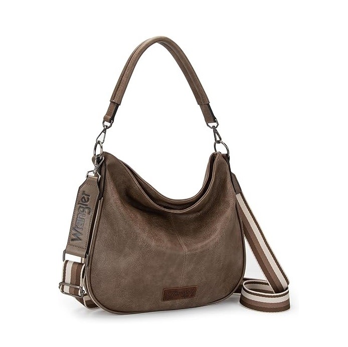 Wrangler Hobo Bags Large Crossbody Bags for Women Shoulder Purses with Striped Cotton Straps