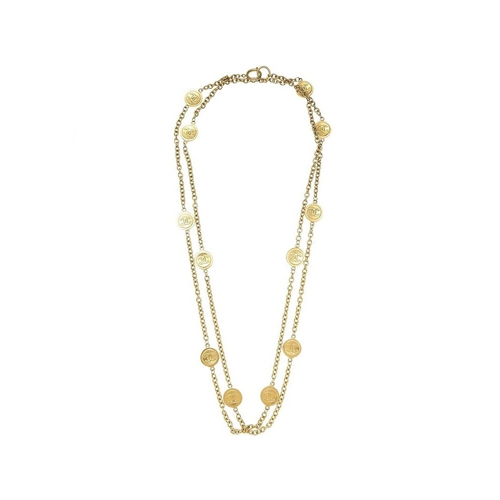 CHANEL Pre-Loved Gold Small Coins Necklace, Gold