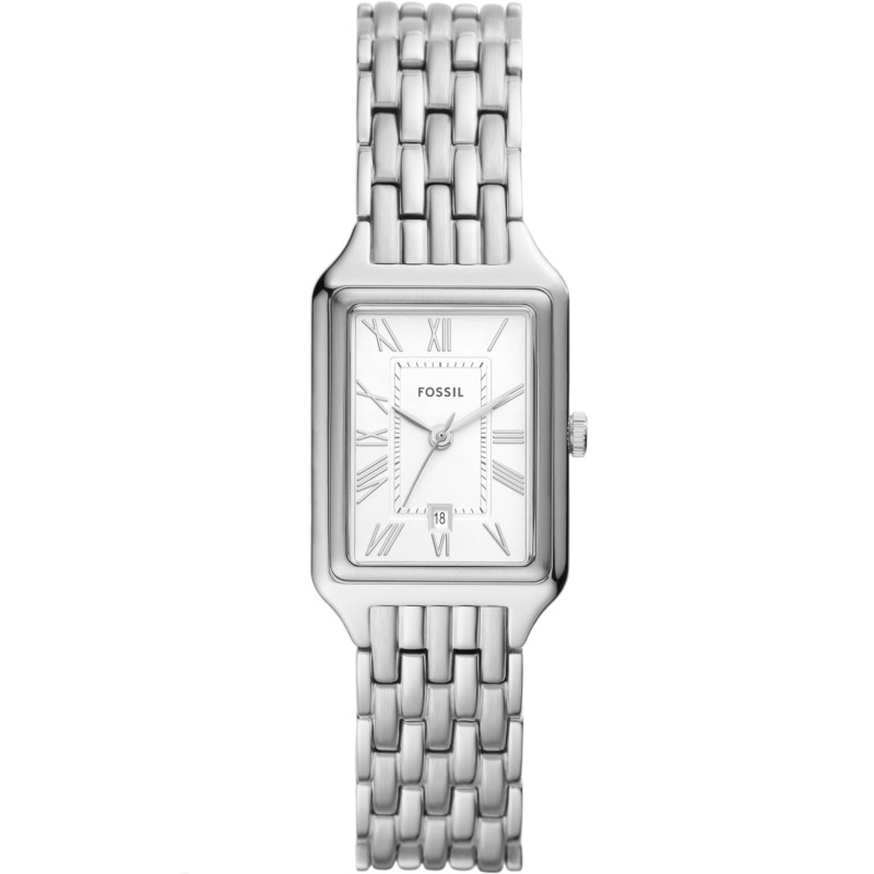 Fossil Raquel Women's Watch with Rectangular Case and Stainless Steel Bracelet or Leather Band