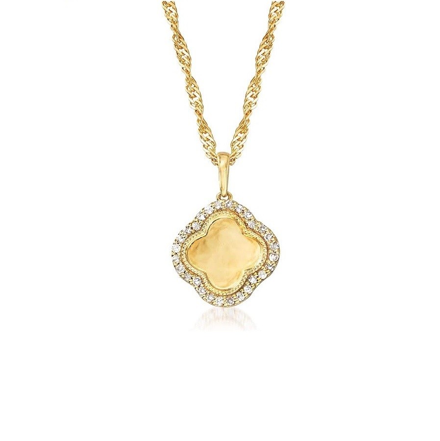 Ross-Simons 0.15 ct. t.w. Diamond Clover Pendant Necklace in 18kt Gold Over Sterling