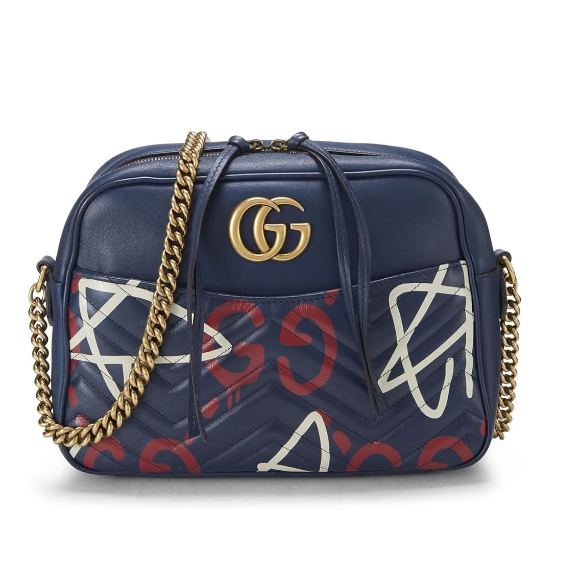 Gucci Pre-Loved GucciGhost x Gucci Marmont Pocket Shoulder Bag, Navy