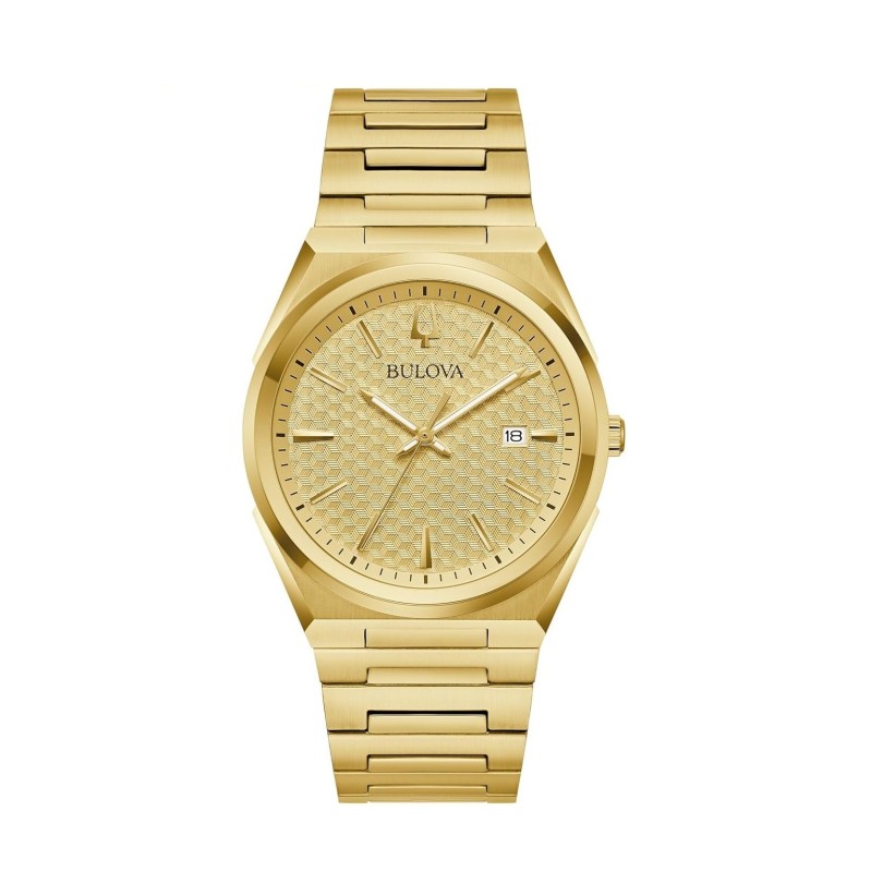 Bulova Mens Classic Quartz Gold Stainless Steel Watch, Champagne Pattern Dial, Style:97B226