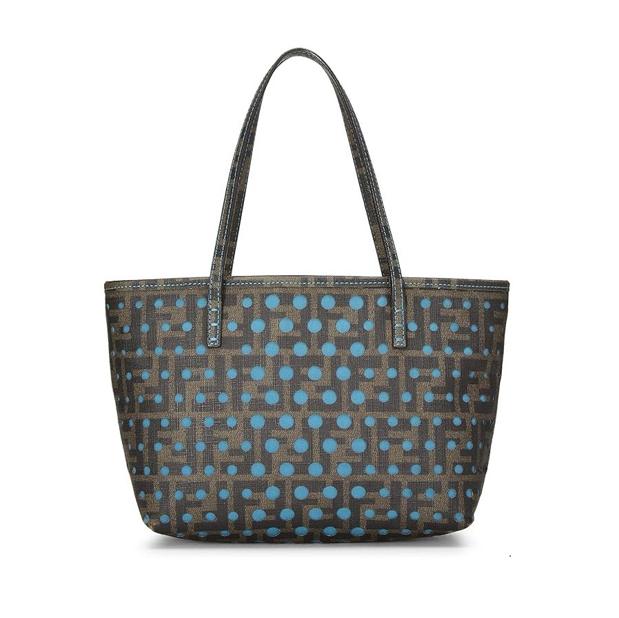 FENDI Pre-Loved Blue Zucca Coated Canvas Spalmati Roll Tote Mini, Blue
