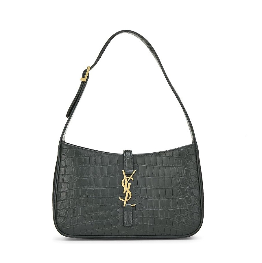 YVES SAINT LAURENT Pre-Loved Green Embossed Le 5 à 7 Shoulder Bag, Green