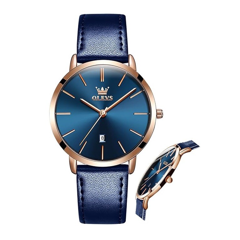 OLEVS Women Watches Ultra Thin 6.5mm Minimalist Dress Fashion Leather Strap Quartz Waterproof Casual Women Wrist Watch