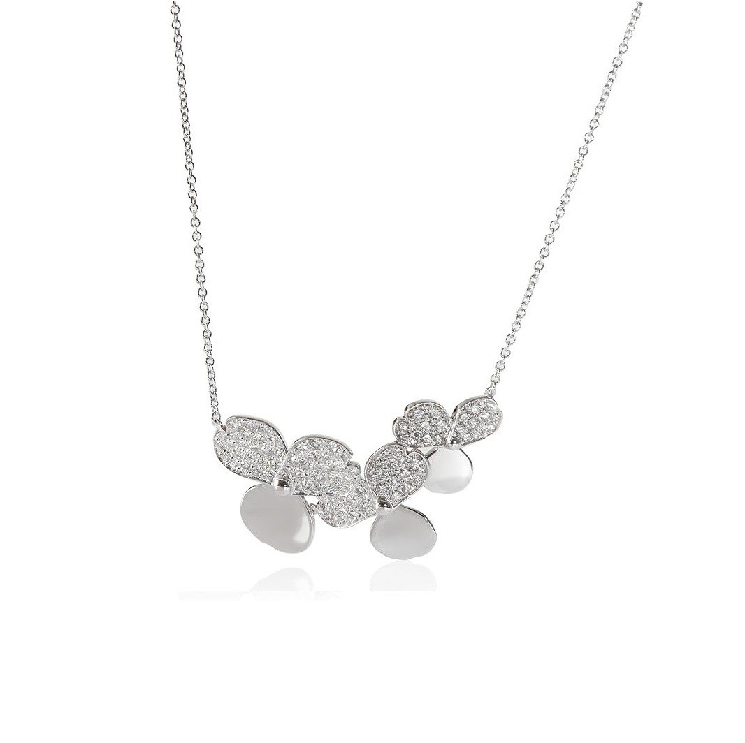 Tiffany & Co. Pre-Loved, Paper Flowers Fashion Necklace in Platinum 0.78 CTW, 16 in