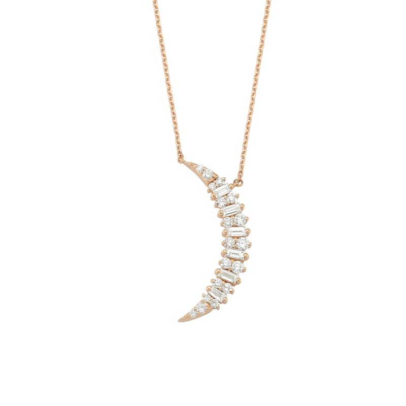 Bee Goddess Crescent 14k Rose Gold Necklace, KL30365