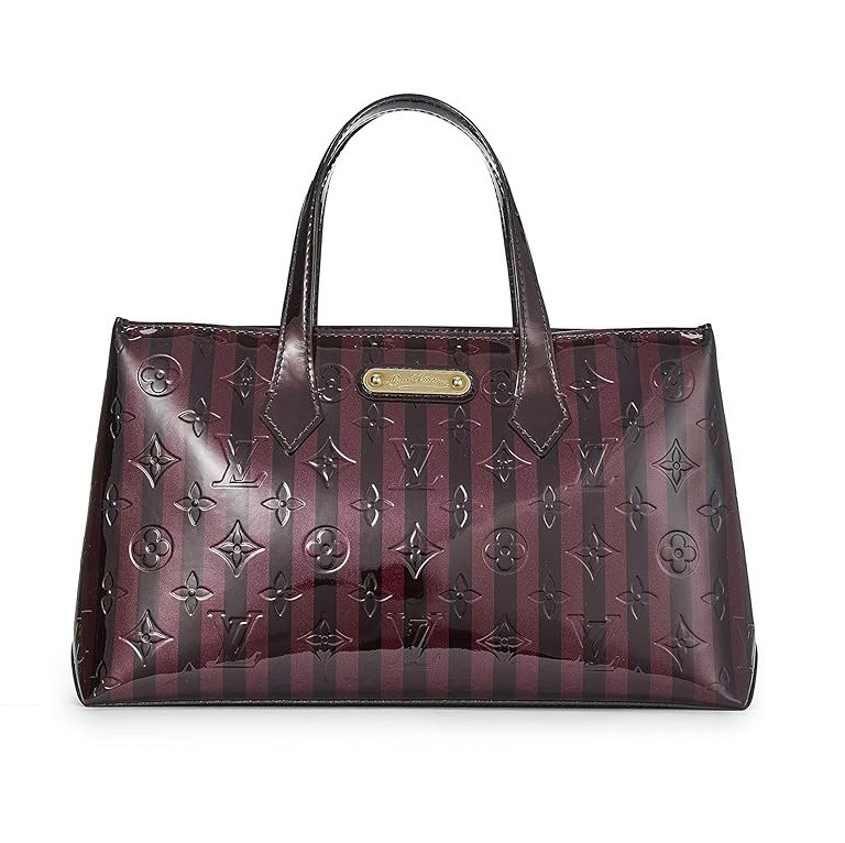 Louis Vuitton Pre-Loved Griotte & Amarante Monogram Vernis Rayures Wilshire PM, Purple