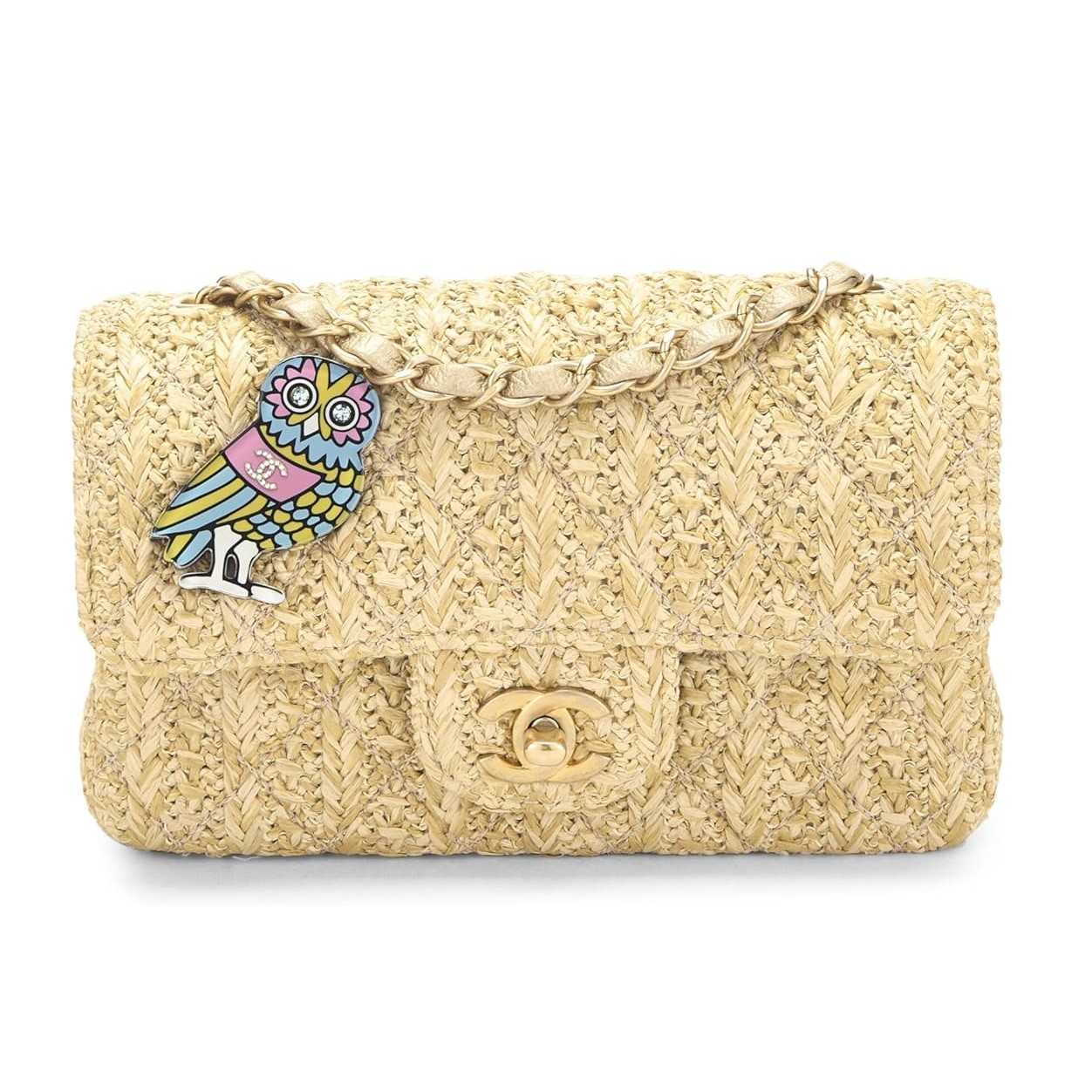 CHANEL Pre-Loved Beige Raffia Rectangular Flap Mini, Beige