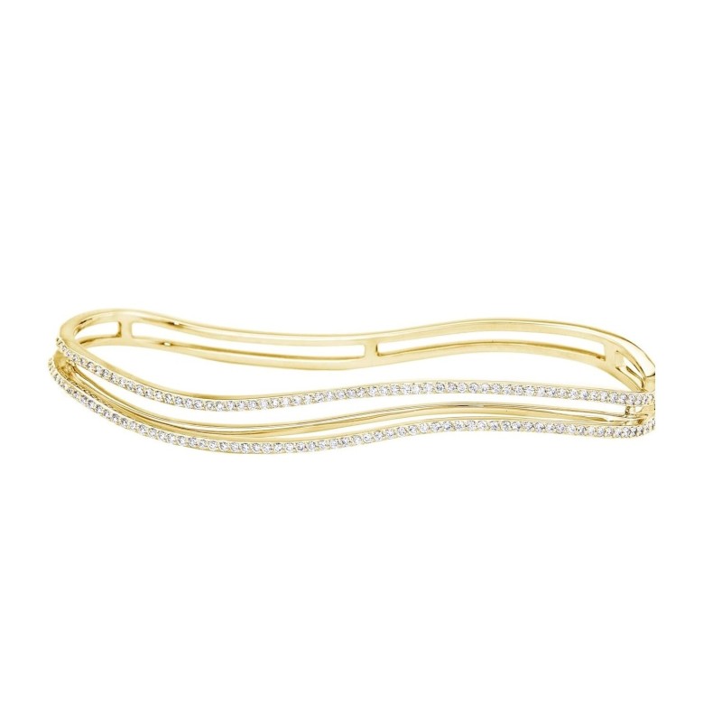 Paige Novick 14k Gold Three Dimensional Wavy Double Line Diamond Palm Cuff