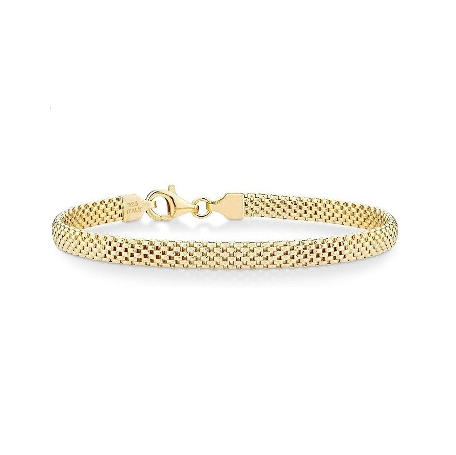 Miabella 18K Gold Over Sterling Silver Italian 5mm Mesh Link Chain Bracelet for Women, 925 Made in Italy