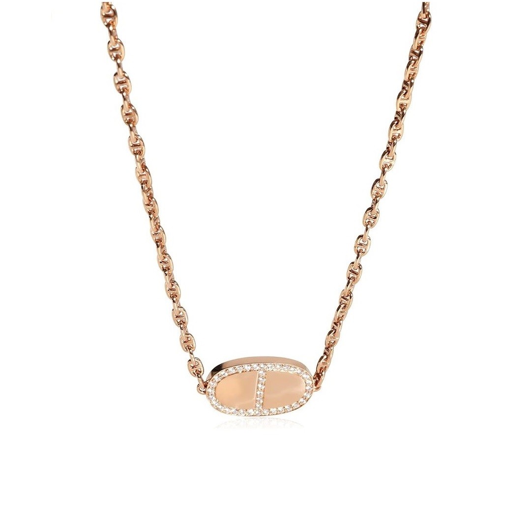 Hermes Hermès, Pre-Loved, Chaine d' Ancre, 17 in, Rose Gold.