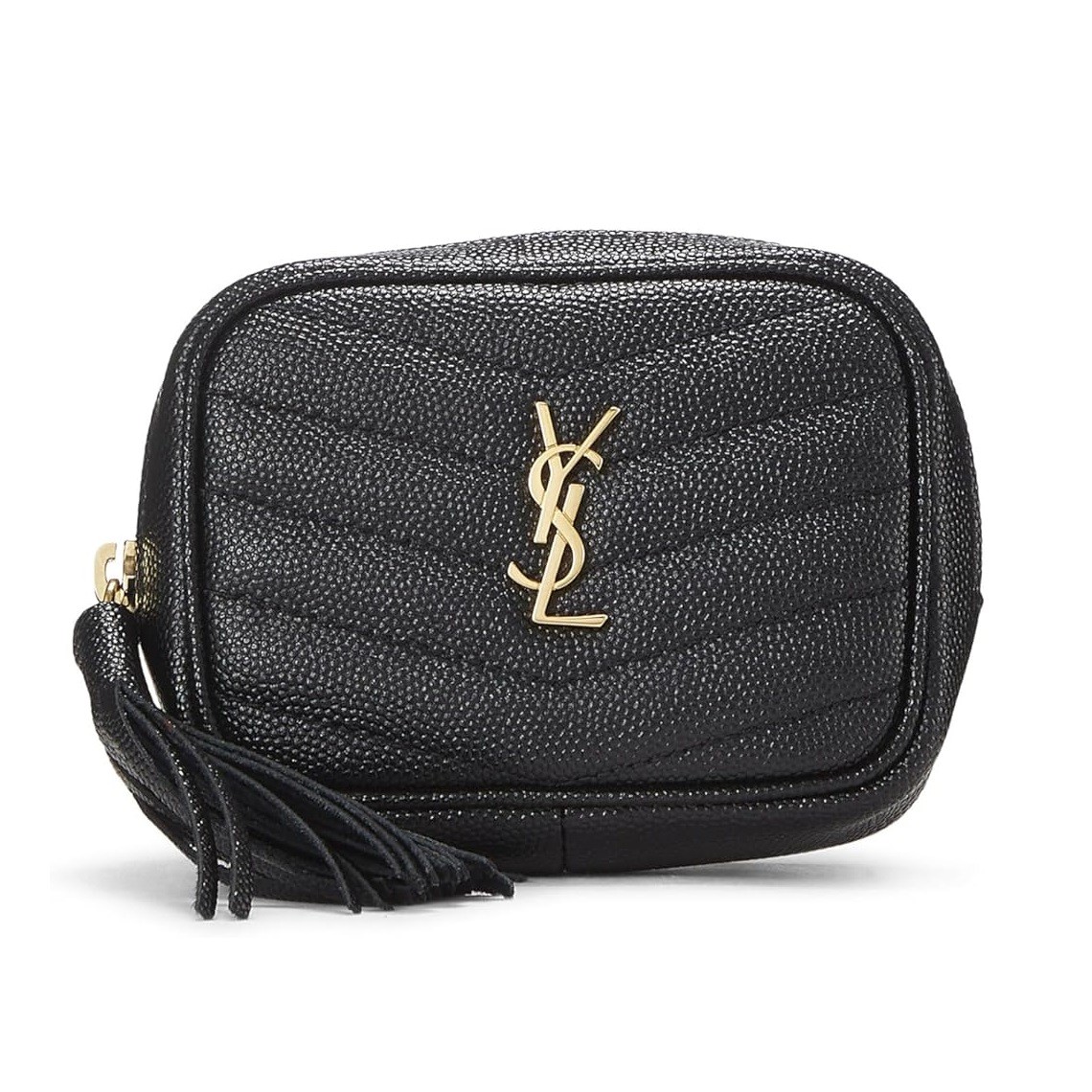 YVES SAINT LAURENT Saint Laurent, Pre-Loved Black Grainy Quilted Calfskin Lou Camera Bag Baby, Black