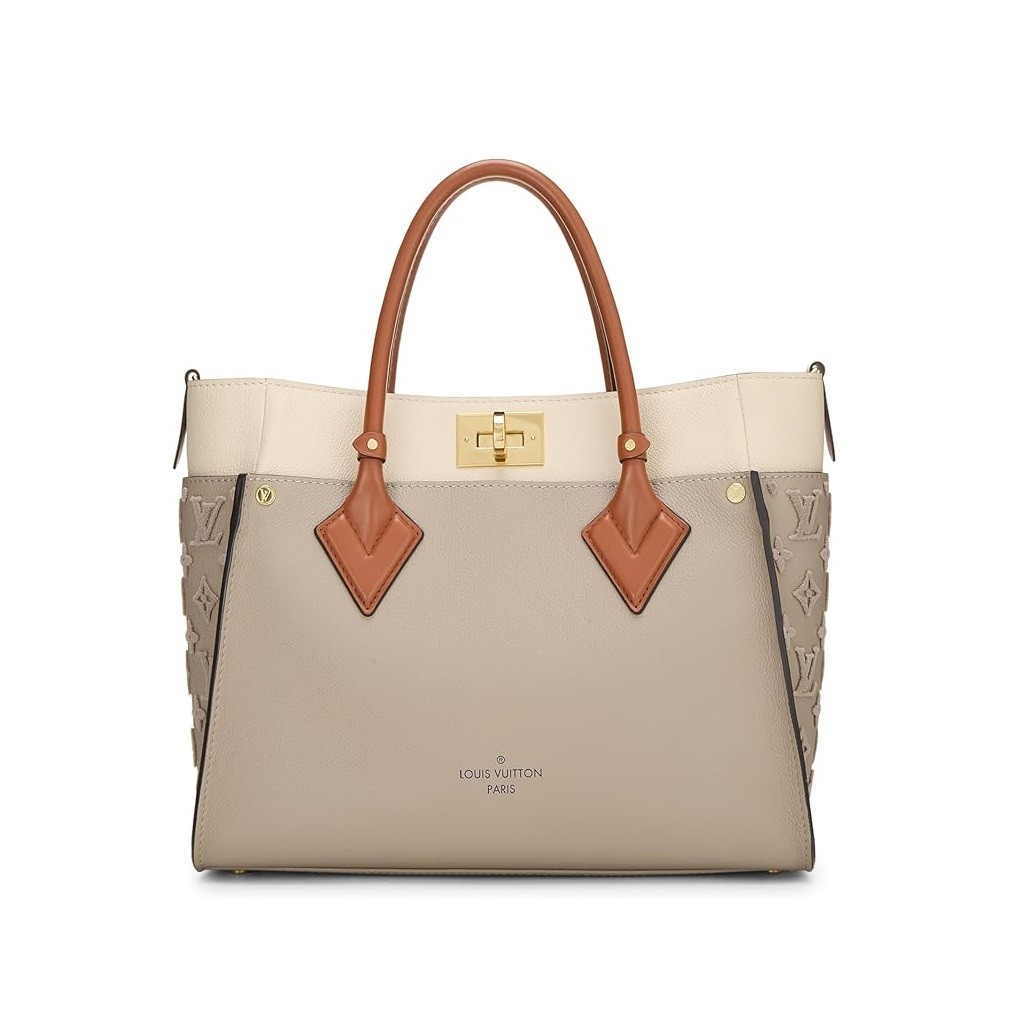 Louis Vuitton Pre-Loved Calfskin & Monogram Tuffetage On My Side MM, Grey