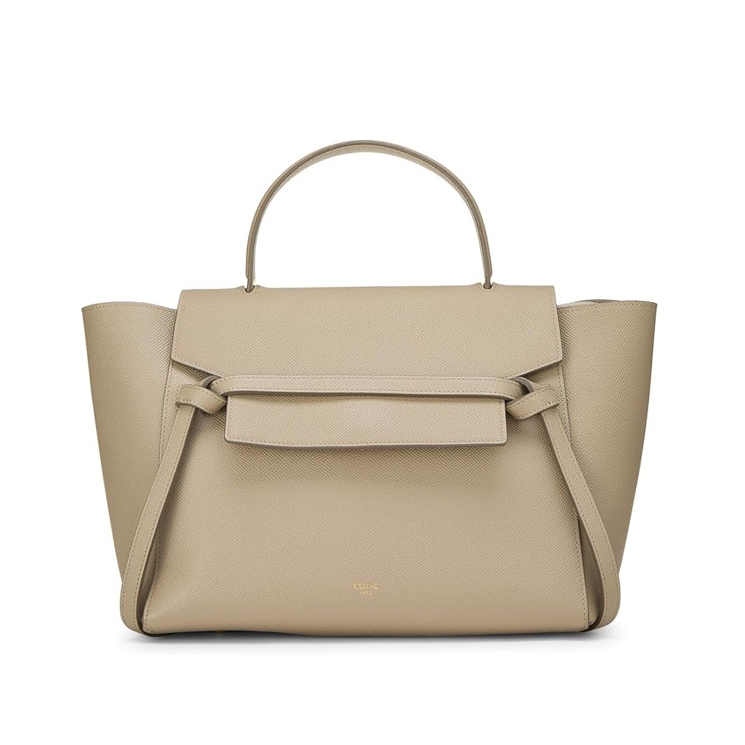 Celine Céline, Pre-Loved Beige Grained Calfskin Belt Bag Mini, Beige