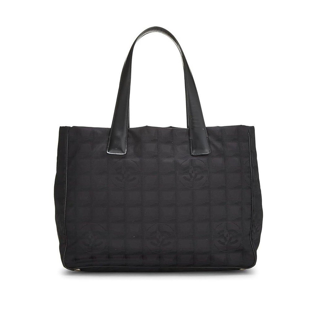 CHANEL Pre-Loved Black Nylon Travel Line Tote Medium, Black