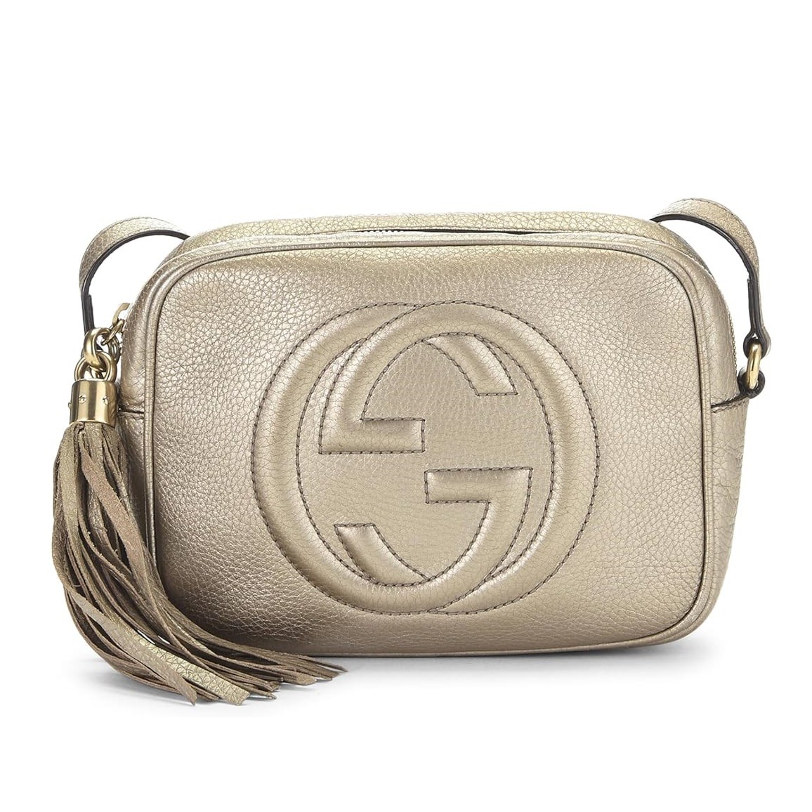 Gucci Pre-Loved Gold Metallic Leather Soho Disco, Gold