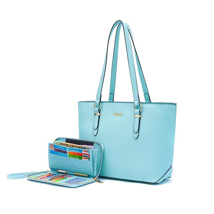 YZAOLL Purses for Women Faux Leather Medium Large Tote Satchel Shoulder Purse Handbag Wallet set